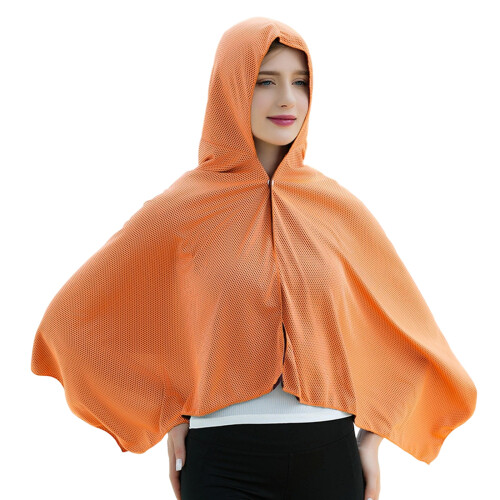 Breathable Sun Protective Poncho Swimming Bath Towel-Orange