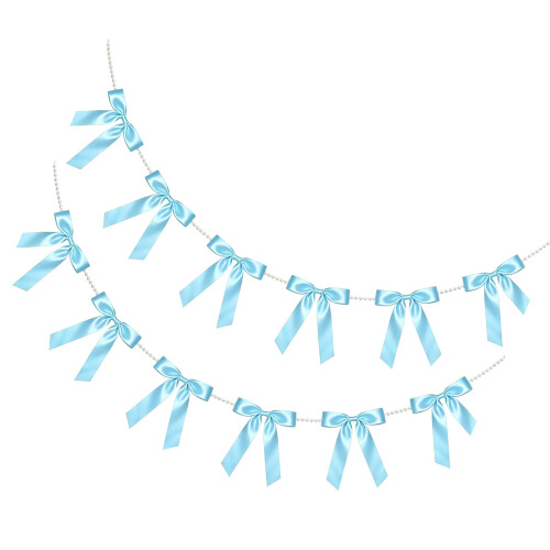 Pack Of 2 Elegant Pearls Bows Garlands For Weddings-Blue