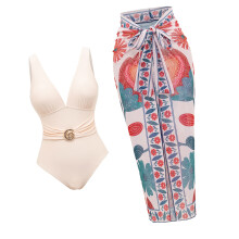Elegant Swimwears Single Piece Design Floral Print-b print M