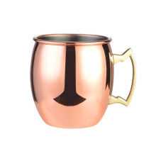 (Rose Gold)530ml Moscow Mule Cup Stainless Steel Cocktail Mug Beer Cup Copper Plating