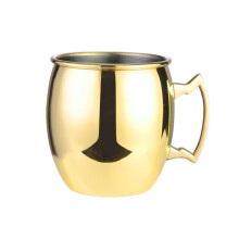 (Gold)530ml Moscow Mule Cup Stainless Steel Cocktail Mug Beer Cup Copper Plating