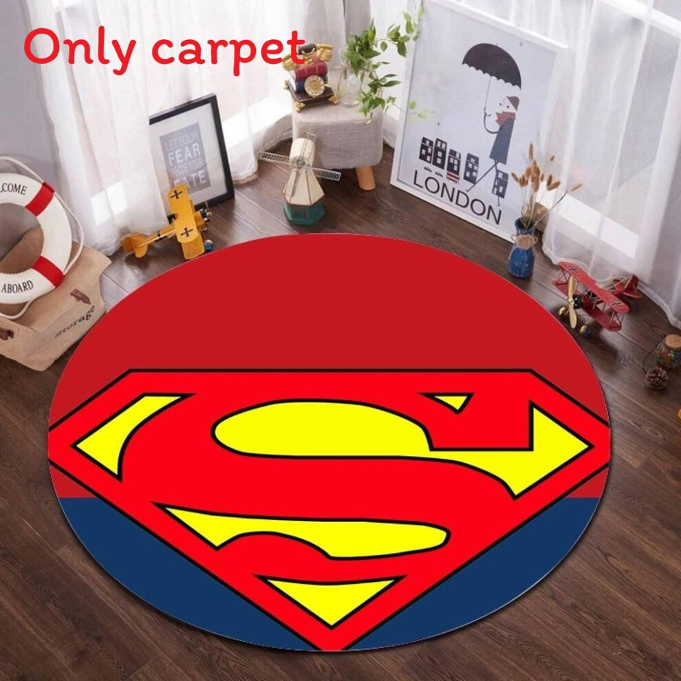 (Superman, Diameter 40Cm) Captain America Batman Circular Carpet With For Bedroom Printed 699707448088