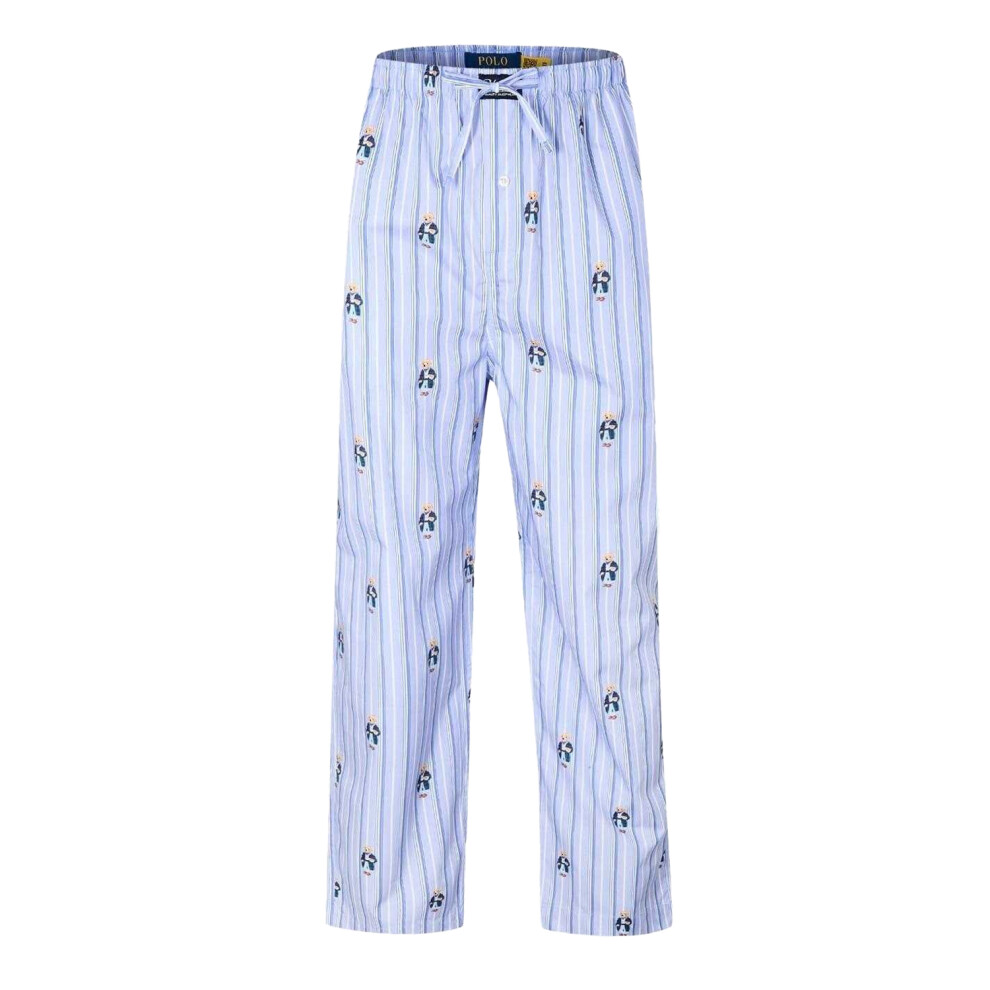 Ralph Lauren Mens Polo Bear Cotton Stripes Pyjama Bottoms Blue