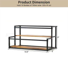 (43cm)Organizer Porta Vino 2 Livelli in Legno con Struttura in Metallo per Casa Bar Conservazione Durevole