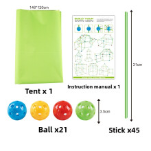 (45 Stick)Toddler Construction Tent Kit With Plastic Building Pieces For Sensory Play