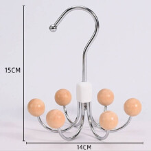(Natural Wood Beads)Percha de gancho multifuncional giratoria 360 de 6 garras para almacenamiento organizador de ropa interior