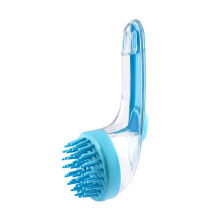 (Blue Thick)Brosse de Bain Silicone 2 en 1 Distributeur Intégré pour Chien Chat Bain Soins Soins Soins Soins Soins Soins