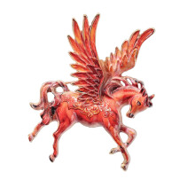 Stylish Pegasus Horse Pin Brooch Intricate Openwork-Red