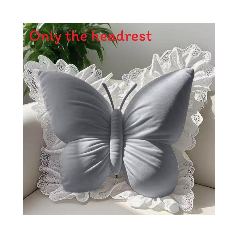 (Gray) Princess Multiuse Butterfly Pillow With Memory Foam For Sofa Car And Travel Gray 693842785855