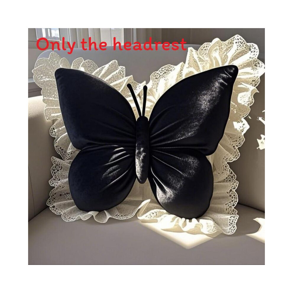 (Black) Princess Multiuse Butterfly Pillow With Memory Foam For Sofa Car And Travel Black 697393978513