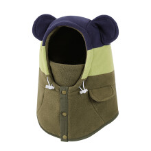 Windproof Baby Cap Neck Gaiter Mask Integrated Ear Warmer-green