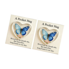 Symbolic Butterfly Themed Pocket Hug With Encouragement-Blue