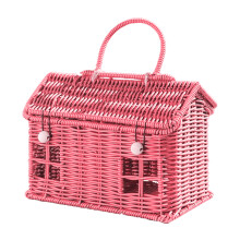 Einzigartiger Rattankorb mit Textur, der den Wohnraum und-Rosa