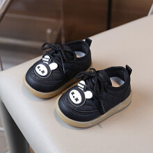 (Black,17)Lauflernschuhe mit Kunstleder Obermaterial vorne zum Binden für Kleinkinder S