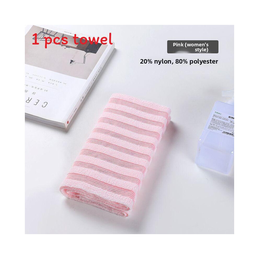 (PinkStripes) Long Strip Bath Wash Exfoliating Shower Towel Scrub Cloth For Body Bathing Use