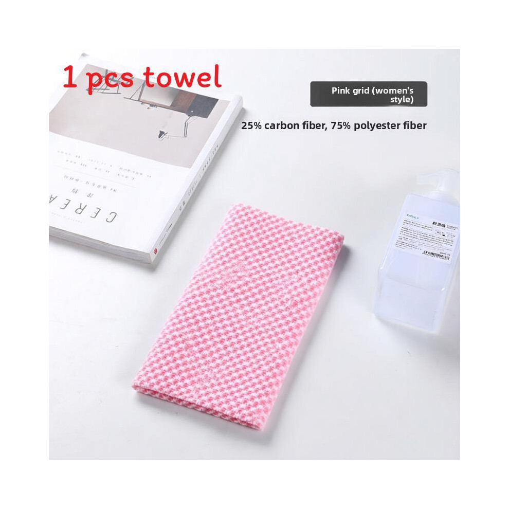 (PinkGrid) Long Strip Bath Wash Exfoliating Shower Towel Scrub Cloth For Body Bathing Use