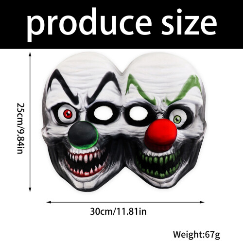 Plastic Clown Mask with Red Nose Realistic Wig Masquerade Mask 2