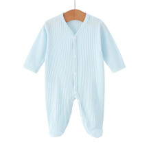Infant Romper With Feet Accent Cosy Blend Snap-Light Blue