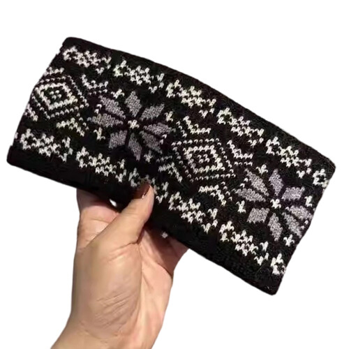 Jacquard gebreide haarband, elastische hoofdbanden,-Zwart