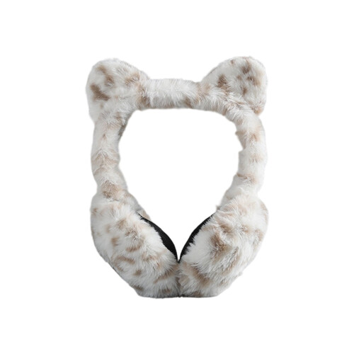 Compact Cold Weather Leopard Earmuffs Ergonomic Comfort-White