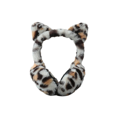 Leoparden-inspirierte Winter-Ohrwärmer, elastisch, bequem,-Beige