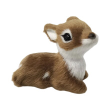 Detailed Faux Furs Deer Mini Decoration For Living Room-brown
