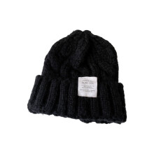 Chapeau d'hiver confortable en mélange de coton et de lin-Noir