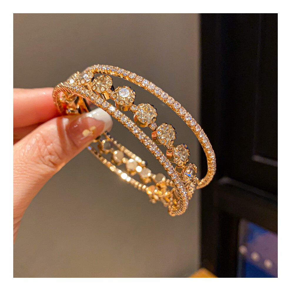 (Gold) Plated Zircon Gold Multitier Open Bracelet With Geometric Style For Women-image-OPC-PVM9ZJ8-NEW