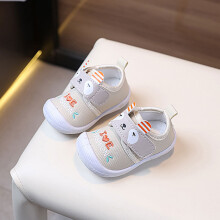 (Khaki,16)Zapatos arrugados unisex para bebé con estampado de dibujos animados y función de sonido para pies en crecimiento