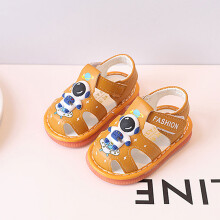 (Brown,16)Kleinkind Frühling Sommer Leder Sandalen mit rutschfester Sohle für den Heimgebrauch Outdoor