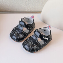 (Black,17)Zapatos de verano para bebé niño pequeño punta abierta con cinta mágica para niños niñas moda
