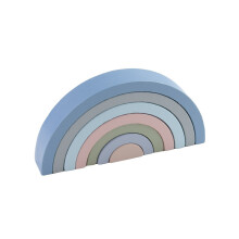 (Blue)Empileur arc-en-ciel en bois arc pont jeu empilable jouets activité construction