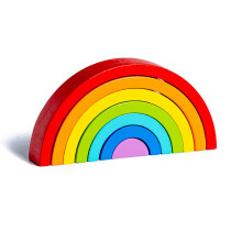(Colorful)Empileur arc-en-ciel en bois arc pont jeu empilable jouets activité construction