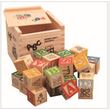 (English 48PCS)Bloques de alfabeto de madera para niños letras juguetes apilables aprendizaje educativo para el lenguaje y la construcción