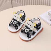 (Black,16)Sommer Baby Lauflernschuhe mit leichtem Design Cartoon Muster für Kleinkinder