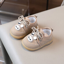 (Khaki,16)Lauflernschuhe mit Kunstleder Obermaterial vorne zum Binden für Kleinkinder S