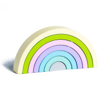 (Yellow)Empileur arc-en-ciel en bois arc pont jeu empilable jouets activité construction