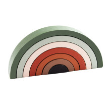 (Green)Empileur arc-en-ciel en bois arc pont jeu empilable jouets activité construction