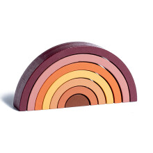 (Brown)Empileur arc-en-ciel en bois arc pont jeu empilable jouets activité construction