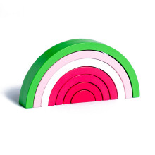 (Rose Red)Empileur arc-en-ciel en bois arc pont jeu empilable jouets activité construction