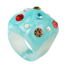 Stijlvolle gevouwen cirkelring met fonkelende kristallen-Blauw