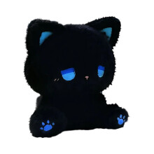 Dessin animé assis Postures chats en peluche-Chat noir et bleu