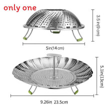 (23.5cm)Bandeja de vapor plegable hecha de acero inoxidable para cocinar frutas y verduras
