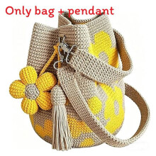 (Yellow) Handmade Flower Crochet Tote Bag With Crossstitch Embroidery For Celebration