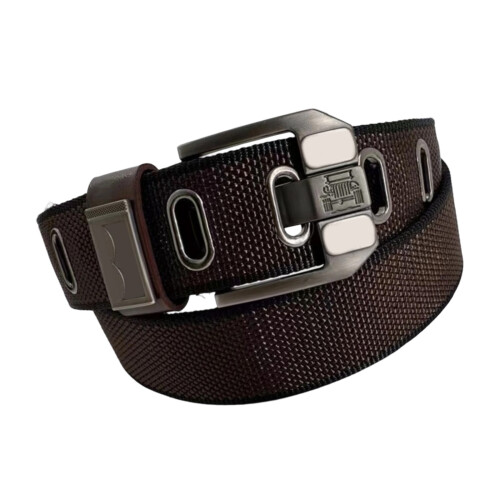 Ceinture en toile avec fermoir à épingle Accent-120cm Café