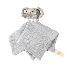 Adorable Animal Crochet Baby Comforting Towel Soft Cotton for-A