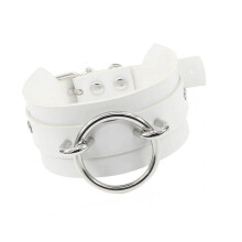 Street Styles Enhancer Adjustable PU Leather O Rings-White