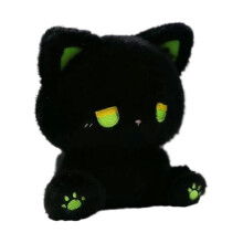 Lovely Sitting Cats Plush Animal Stuffed Doll-black green cat
