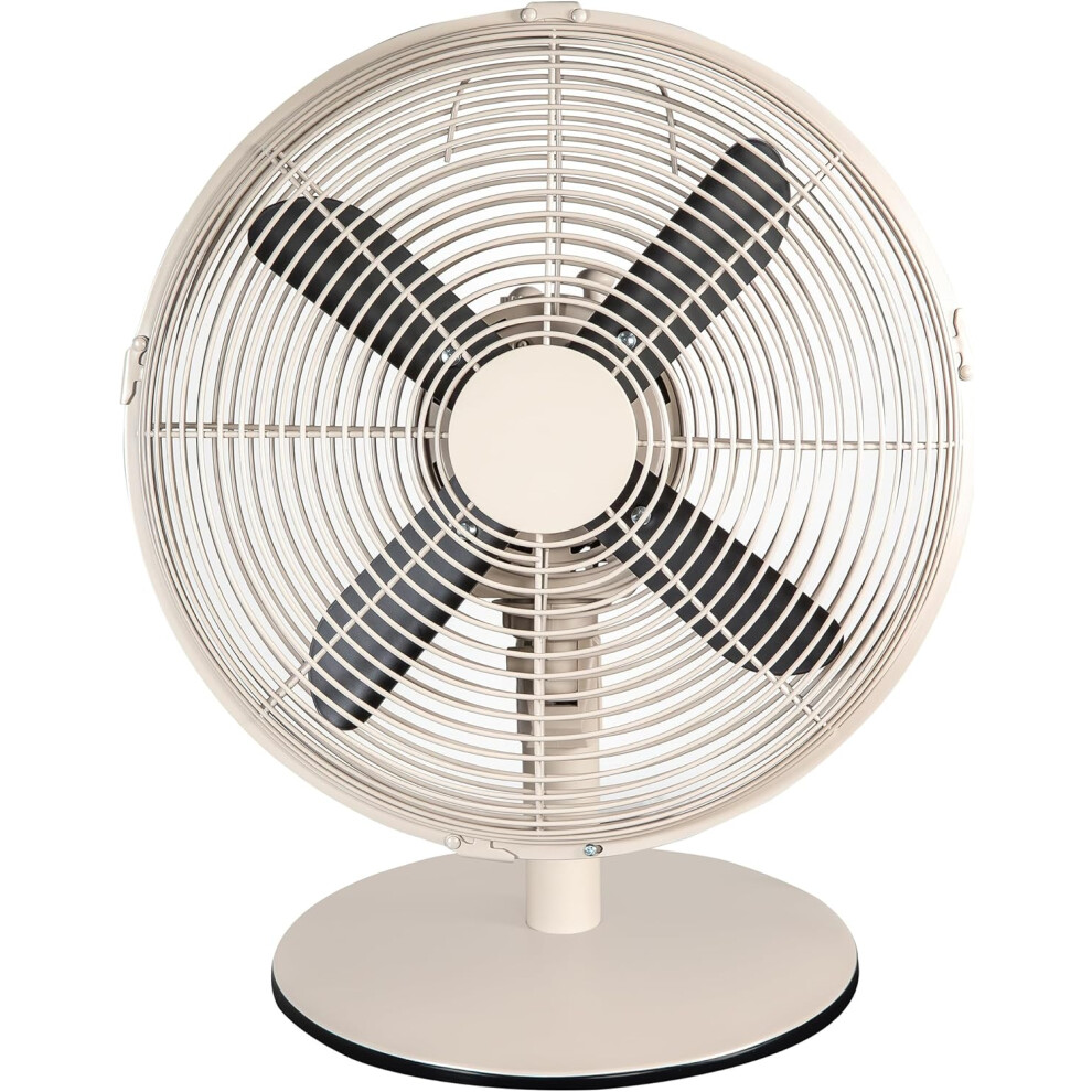 (Greige) Russell Hobbs Rhmdf1201wdw 12" Scandi Electric Desk Fan, 3 Speed Settings, Oscillating Fan & Adjustable Tilt, 45W, 7437238231976