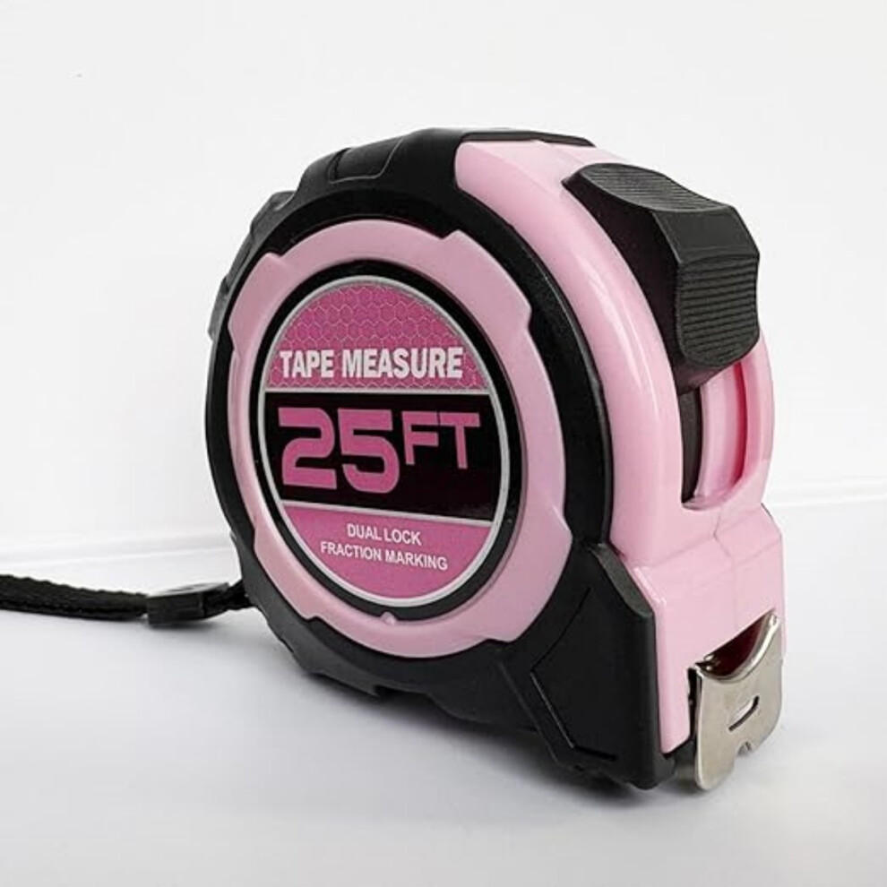 25 Ft Pink Retractable Measuring Tape, Easy Read 1/8-Inch Fractions, Compact Tape Measure For Home And Sewing 9172985664759